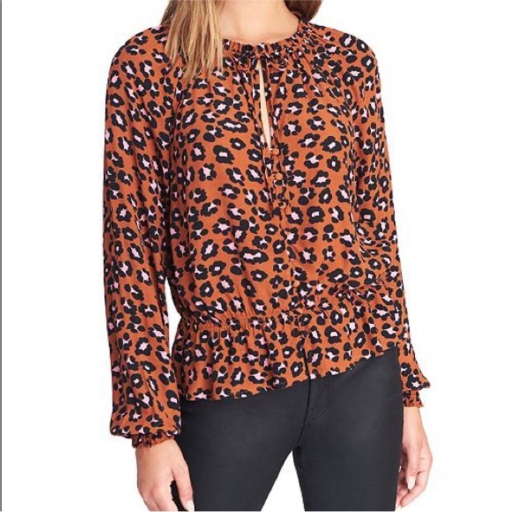 NWT Sanctuary Leopard Button Front Blouse Top Size M